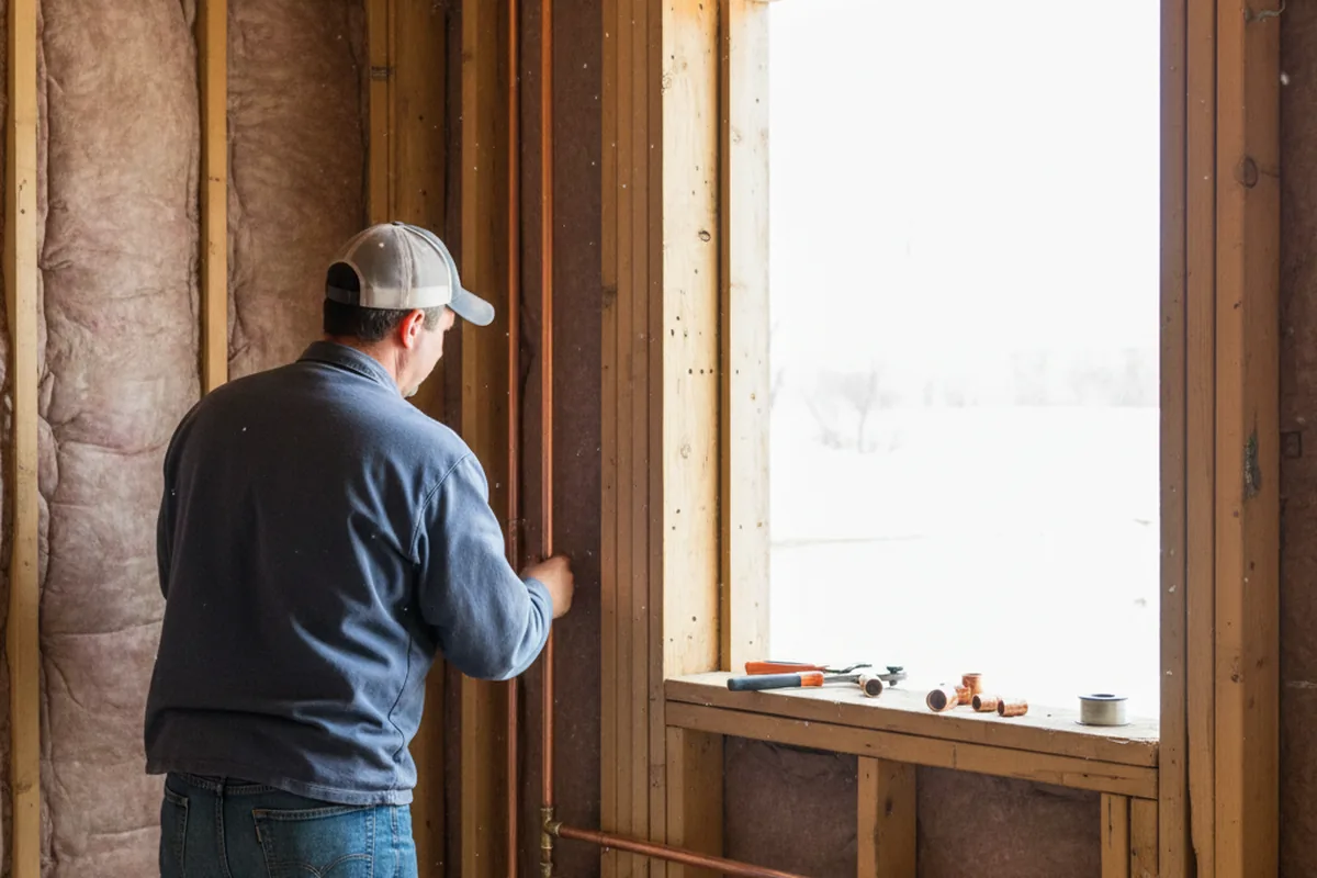 Licensed plumber running new copper supply lines in a Vinemont home